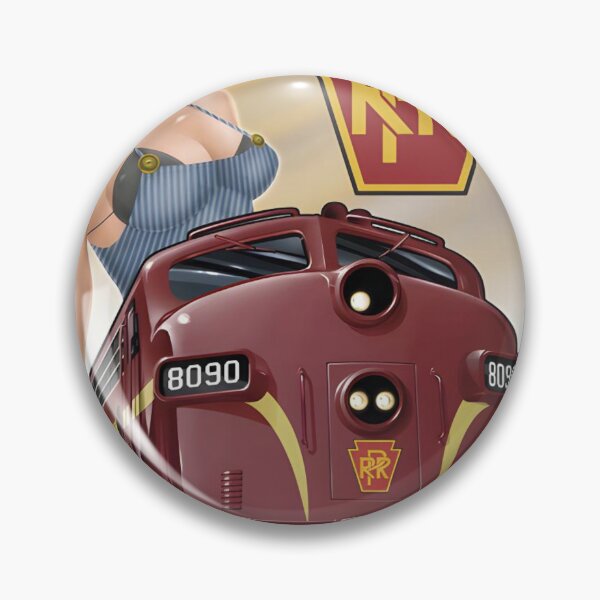 Item preview, Vintage Pennsylvania Railroad Pin-up Art - All Aboard PRR Locomotive Poster designed and sold by CharlieDesings.