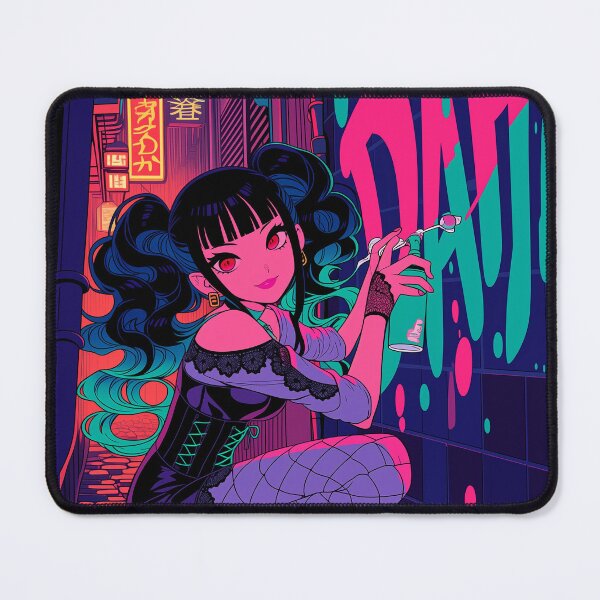 Item preview, Dahlia Caught on Camera Neo Tokyo Alleyway | Cyberpunk Anime Girl Graffiti Tagging Art | Nyx Neon designed and sold by Nyx Creates.