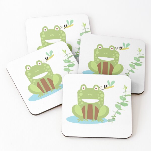 Item preview, Cute Frog and Dragonfly Pond Cartoon designed and sold by CozyMomDesigns.