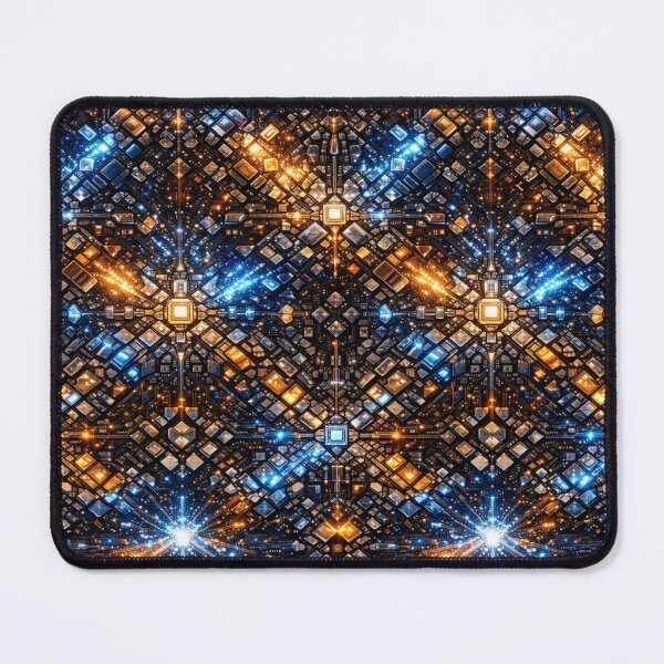 Aperçu de l'œuvre Glowing Tech Mosaic Star Pattern créée et vendue par QuantumOasis.