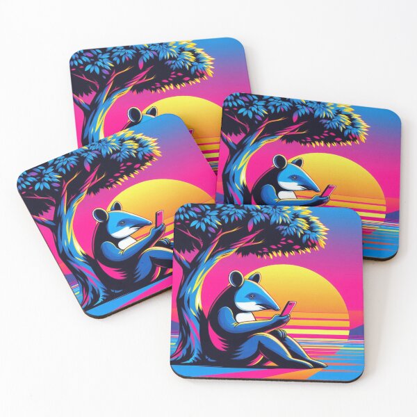 Item preview, Psychedelic Tapir – Neon Sunset Scene Design designed and sold by Dogandesighn.