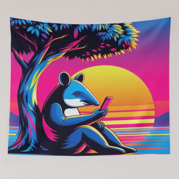 Item preview, Psychedelic Tapir – Neon Sunset Scene Design designed and sold by Dogandesighn.