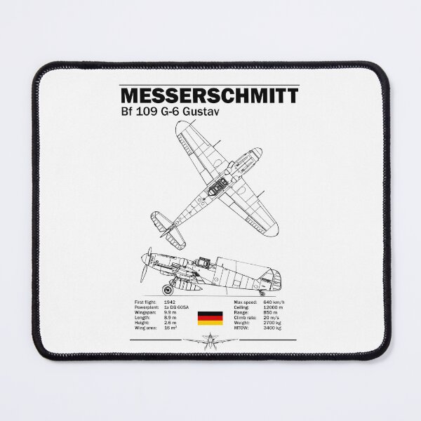 Item preview, Messerschmitt Bf 109 G-6 Gustav WWII Fighter Blueprint Poster Wall Art designed and sold by Justinian Matieu.