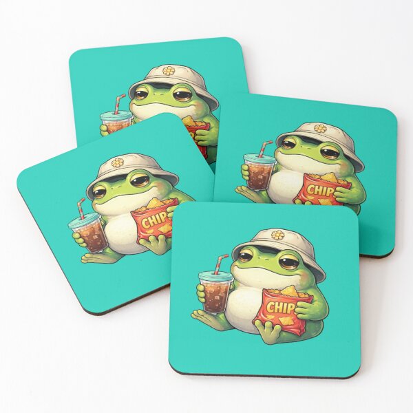 Item preview, Relaxing frog with chips and a drink designed and sold by FroggyOnly.