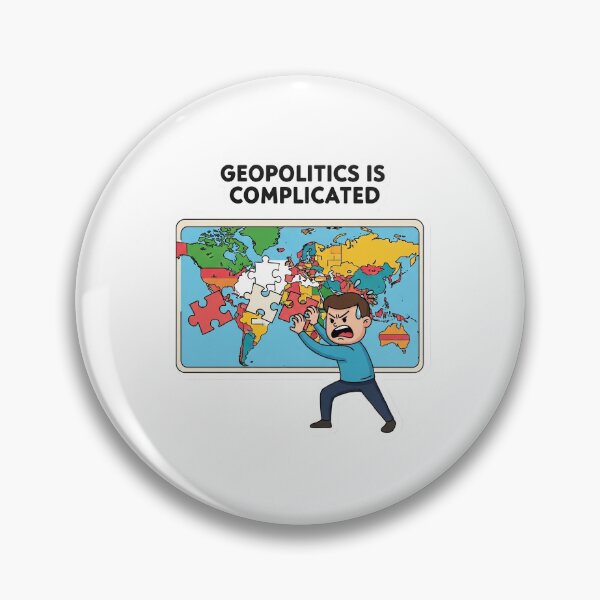 Item preview, Geopolitics Is Complicated | Funny World Map Puzzle Meme Sticker designed and sold by DmaarGroup.