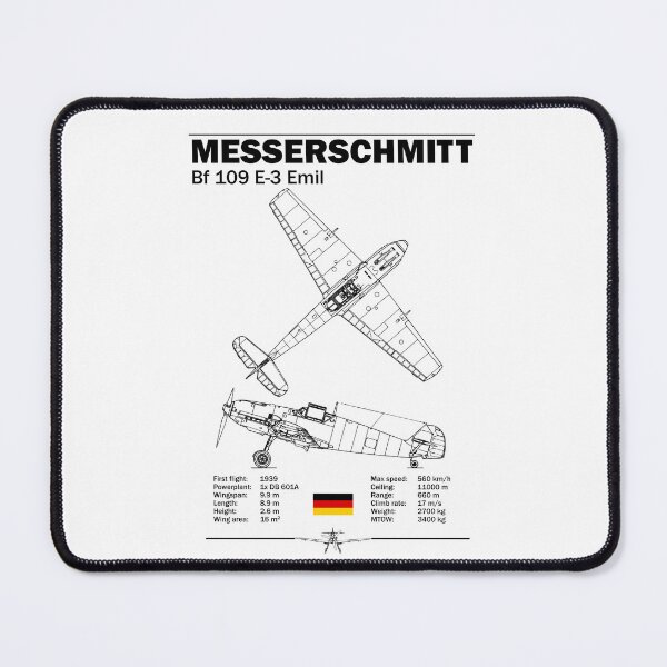 Item preview, Messerschmitt Bf 109 E-3 Emil WWII Fighter Blueprint Poster Wall Art designed and sold by Justinian Matieu.