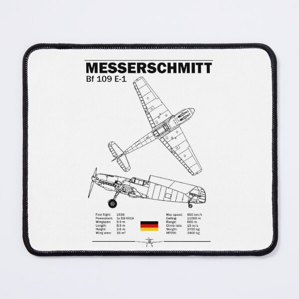 Item preview, Messerschmitt Bf 109 E-1 WWII Fighter Blueprint Poster Wall Art designed and sold by Justinian Matieu.