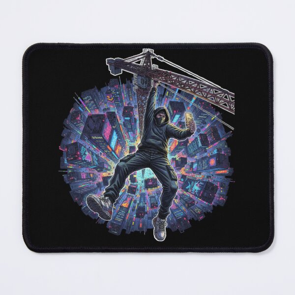 Item preview, Urban Skywalker – Cyberpunk Street Art City Climber Pop Art Illustration designed and sold by PLUSHIWORLDtm.