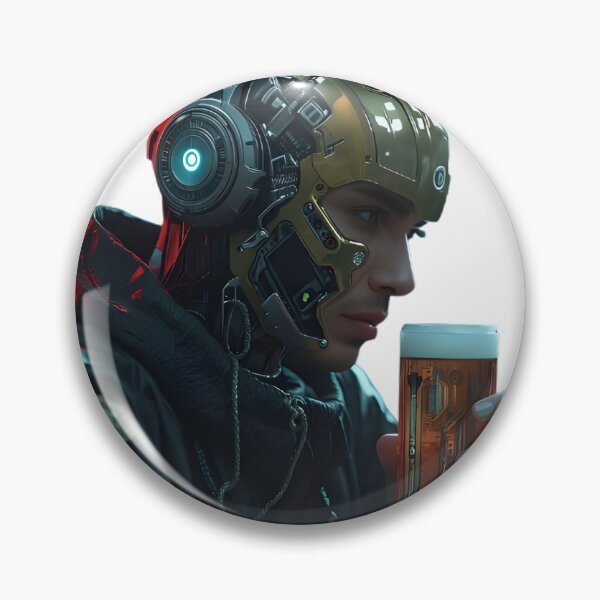 Item preview, Cyberpunk Android drinking beer – Futuristic neon aesthetics designed and sold by Askarra123.