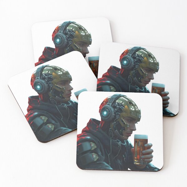 Item preview, Cyberpunk Android drinking beer – Futuristic neon aesthetics designed and sold by Askarra123.