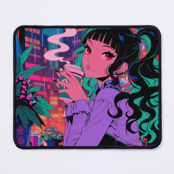 Item preview, Dahlia Rainy Night Reverie Cyber Cafe Coffee | Cyberpunk Anime Girl Lofi Rain Art | Nyx Neon designed and sold by Nyx Creates.