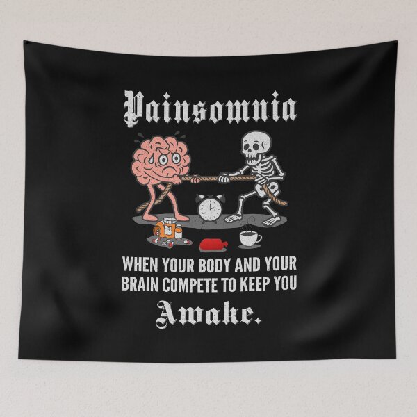 Item preview, Insomnia Tug-of-War – Brain vs Pain Cartoon designed and sold by Jesabee Designs.