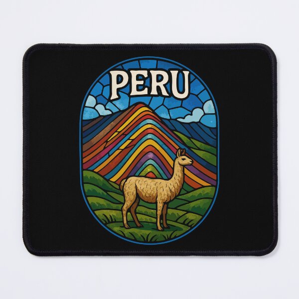 Item preview, Vinicunca Peru Llama Stained Glass Art Travel designed and sold by TomFrontierArt.