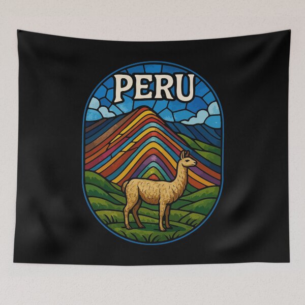 Item preview, Vinicunca Peru Llama Stained Glass Art Travel designed and sold by TomFrontierArt.