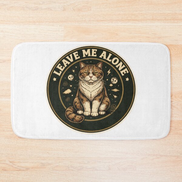 Item preview, Leave Me Alone Retro Circle Sticker — Dark Humor Grumpy Cat Vintage Art designed and sold by MarchyStudio.