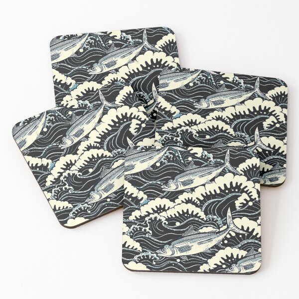 Item preview, Tuna Fish and Ocean Waves – Coastal Marine Life Illustration designed and sold by Sparkofart07.
