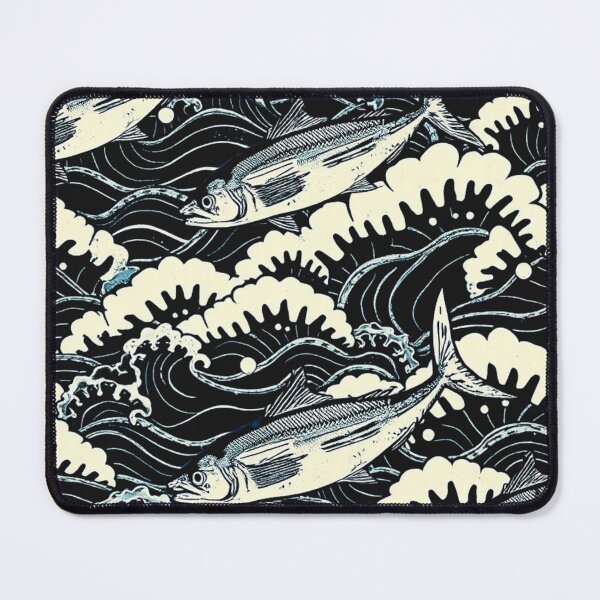 Item preview, Tuna Fish and Ocean Waves – Coastal Marine Life Illustration designed and sold by Sparkofart07.