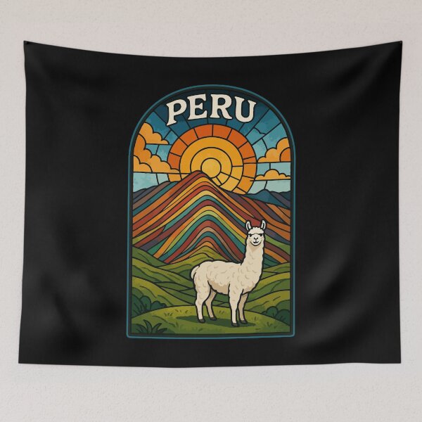 Item preview, Vinicunca Peru Llama Stained Glass Travel designed and sold by TomFrontierArt.