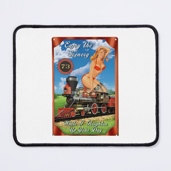 Item preview, Vintage Baldwin Locomotive Pin-Up Girl Steam Train Tin Sign designed and sold by CharlieDesings.