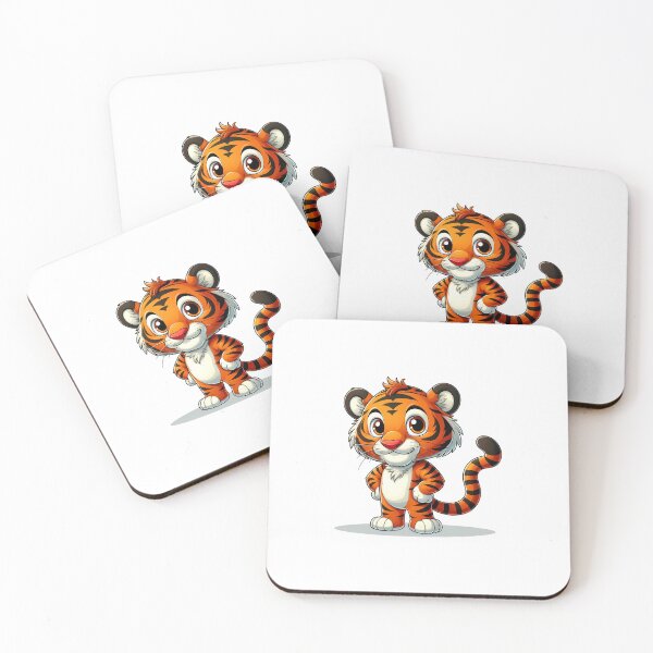 Item preview, Cute cartoon tiger character with a friendly smile and vibrant orange fur, ready for adventure. designed and sold by cave-canvas.