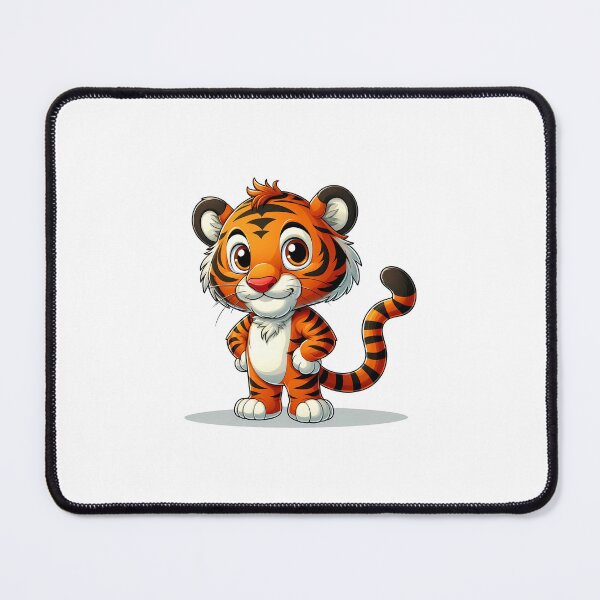 Item preview, Cute cartoon tiger character with a friendly smile and vibrant orange fur, ready for adventure. designed and sold by cave-canvas.