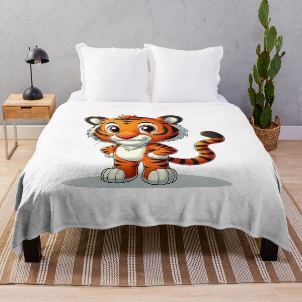 Item preview, Cute cartoon tiger character with a friendly smile and vibrant orange fur, ready for adventure. designed and sold by cave-canvas.