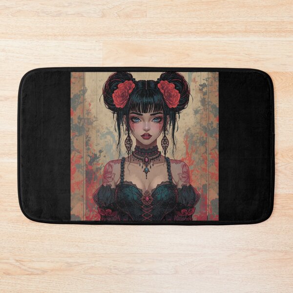 Item preview, Gothic Anime Girl with Roses – Dark Fantasy Goth Aesthetic | Gothic Lolita Anime Art designed and sold by ArtBySylvia.
