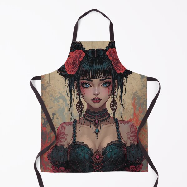Item preview, Gothic Anime Girl with Roses – Dark Fantasy Goth Aesthetic | Gothic Lolita Anime Art designed and sold by ArtBySylvia.