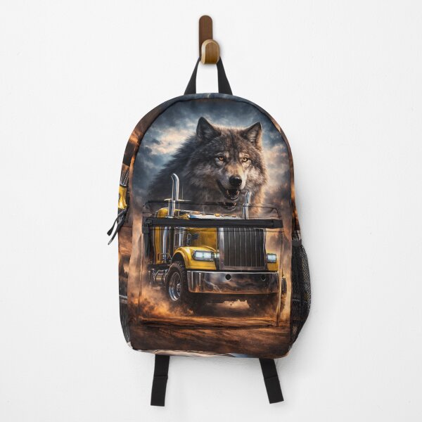 Item preview, Epic Semi Truck with Wolf – 3/4 Front View Heavy Duty Truck designed and sold by Creative Design Studio.