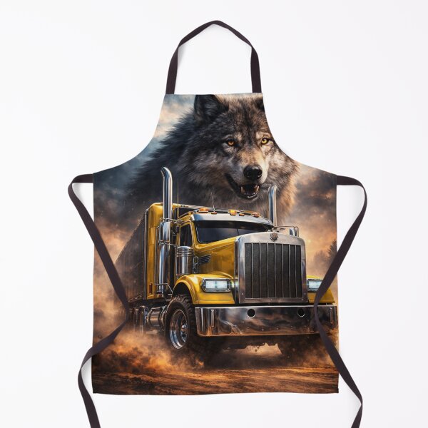 Item preview, Epic Semi Truck with Wolf – 3/4 Front View Heavy Duty Truck designed and sold by Creative Design Studio.
