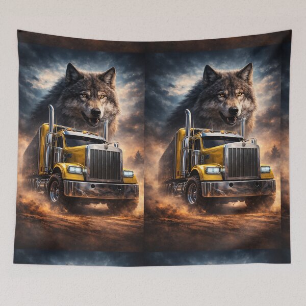 Item preview, Epic Semi Truck with Wolf – 3/4 Front View Heavy Duty Truck designed and sold by Creative Design Studio.