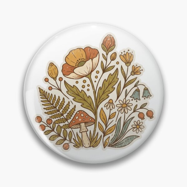 Item preview, Vintage-style Wildflowers Mushrooms and Ferns designed and sold by okay-so.