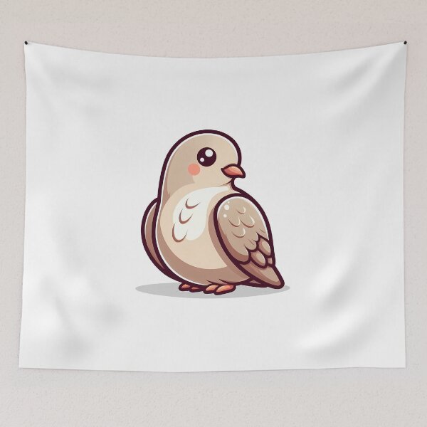 Item preview, Cute cartoon illustration of a cheerful beige bird with big eyes and a soft expression. designed and sold by cave-canvas.