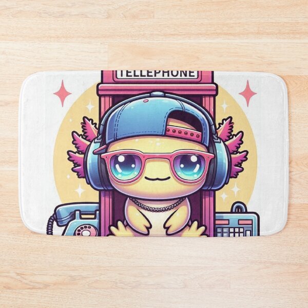 Item preview, Cute Kawaii Axolotl Astronaut Sitting in Vintage Telephone Box designed and sold by Mitaudesign.