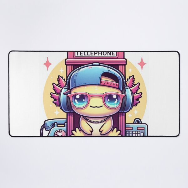 Item preview, Cute Kawaii Axolotl Astronaut Sitting in Vintage Telephone Box designed and sold by Mitaudesign.