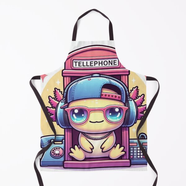 Item preview, Cute Kawaii Axolotl Astronaut Sitting in Vintage Telephone Box designed and sold by Mitaudesign.