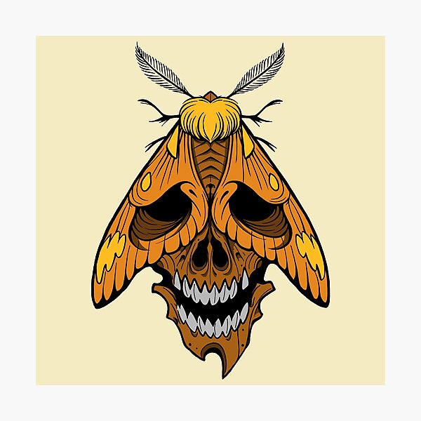 Item preview, Orange moth tattoostyle designed and sold by Pamelarts.