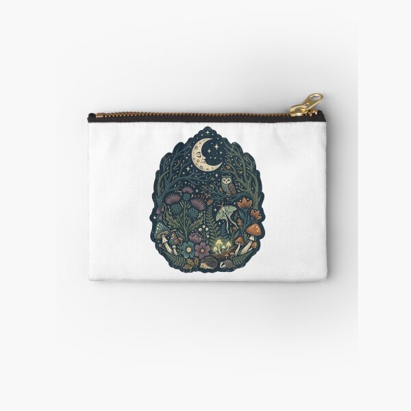 Item preview, Whimsical Night Forest Scene Glowing Mushrooms, Hedgehog, Moth designed and sold by okay-so.