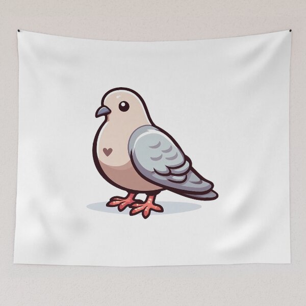 Item preview, Cute cartoon pigeon with a heart-shaped patch on its chest, perfect for kids' illustrations. designed and sold by cave-canvas.
