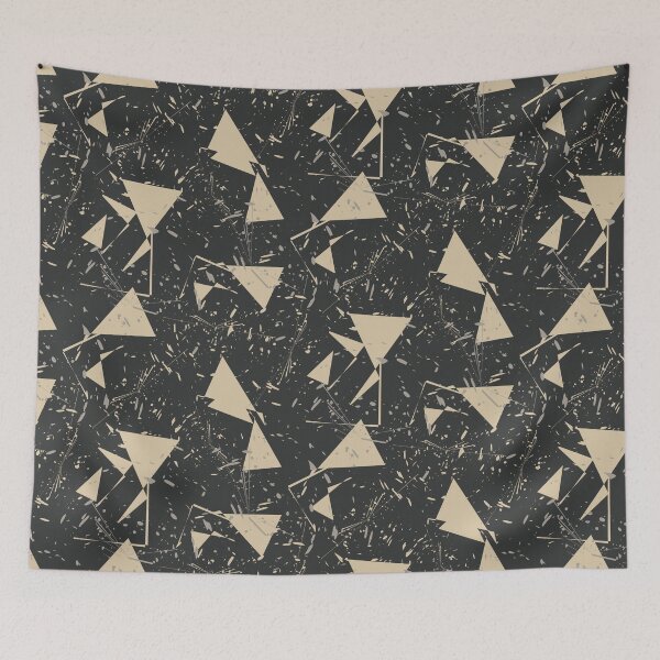 Item preview, Warm Neutral Triangles Charcoal Sand designed and sold by Kreativa1.