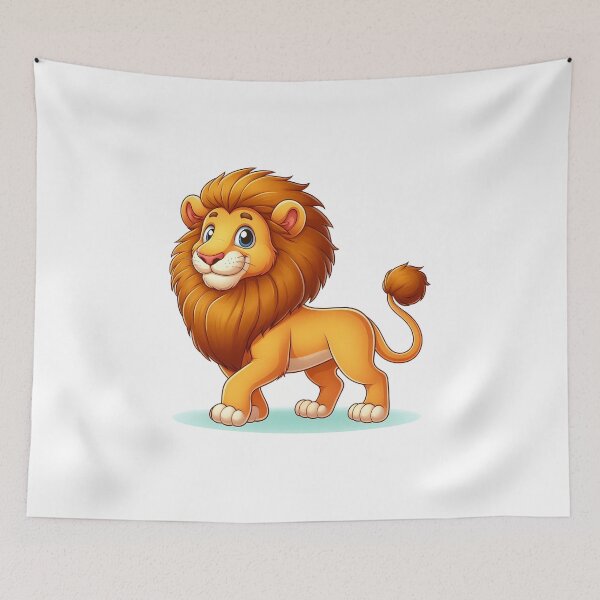 Item preview, A playful cartoon lion with a big mane, standing confidently with a cheerful expression. designed and sold by cave-canvas.