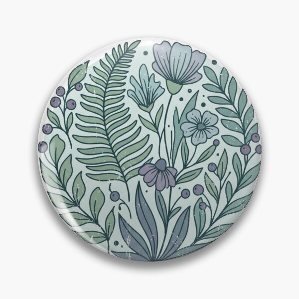 Item preview, Whimsical Botanical Illustration in Muted Greens and Purples designed and sold by okay-so.