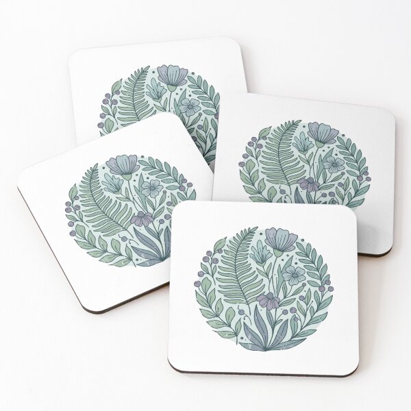 Item preview, Whimsical Botanical Illustration in Muted Greens and Purples designed and sold by okay-so.