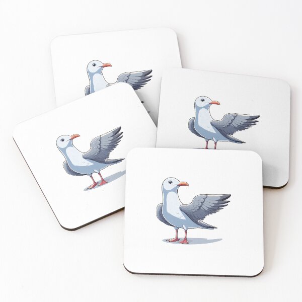 Item preview, Cartoon-style seagull with spread wings, showcasing a playful demeanor and bright colors. designed and sold by cave-canvas.
