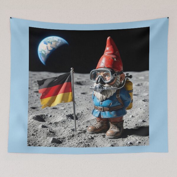Item preview, Gnome Plants German Flag on the Moon designed and sold by Tridentulus.