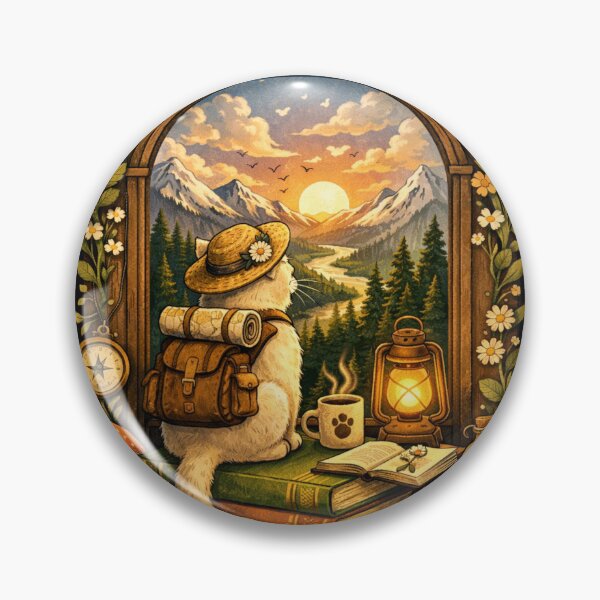 Item preview, Adventure Awaits – Cozy Cottagecore Cat Exploring Nature designed and sold by HubCreates.