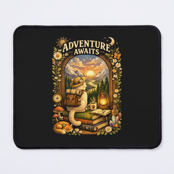 Item preview, Adventure Awaits – Cozy Cottagecore Cat Exploring Nature designed and sold by HubCreates.