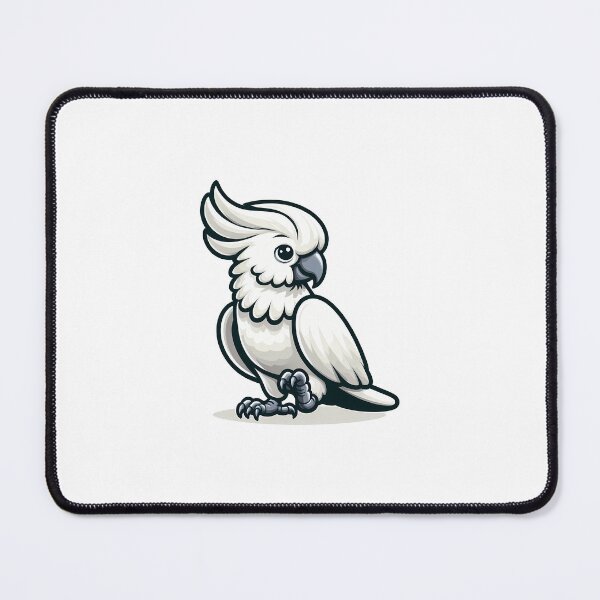 Item preview, A cute cartoon-style white cockatoo with a prominent crest and bright eyes. designed and sold by cave-canvas.