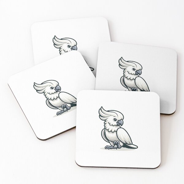 Item preview, A cute cartoon-style white cockatoo with a prominent crest and bright eyes. designed and sold by cave-canvas.