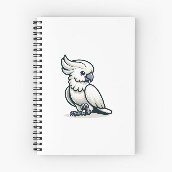 Item preview, A cute cartoon-style white cockatoo with a prominent crest and bright eyes. designed and sold by cave-canvas.